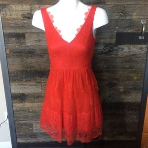 BCBG red lace formal dress xs